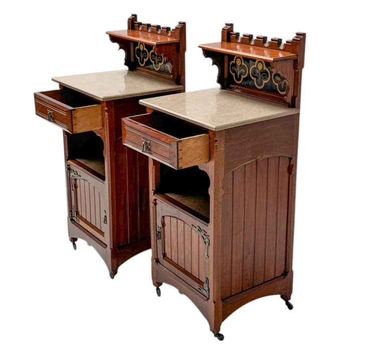 Two Arts & Crafts Nightstands by Gustave Serrurier-Bovy, 1900s